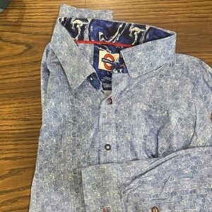 Geometric Blue Button Down Shirt
